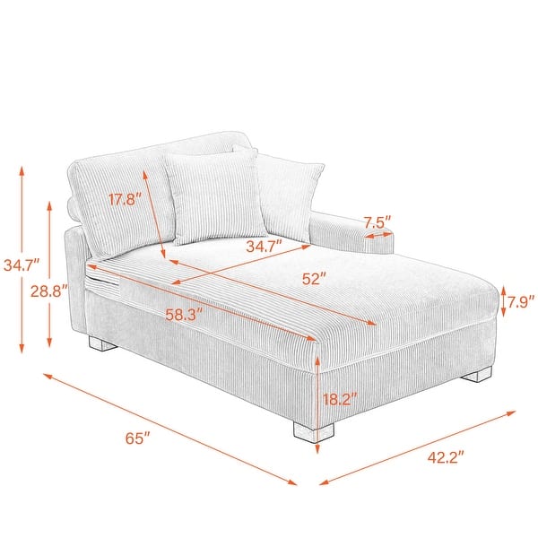 dimension image slide 0 of 7, Modern Modular Sectional Sofa Corduroy Chaise Lounges