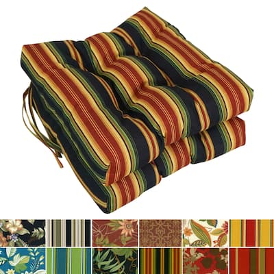 16-inch Square Tufted Indoor/Outdoor Chair Cushions (Set of 2) - 16"