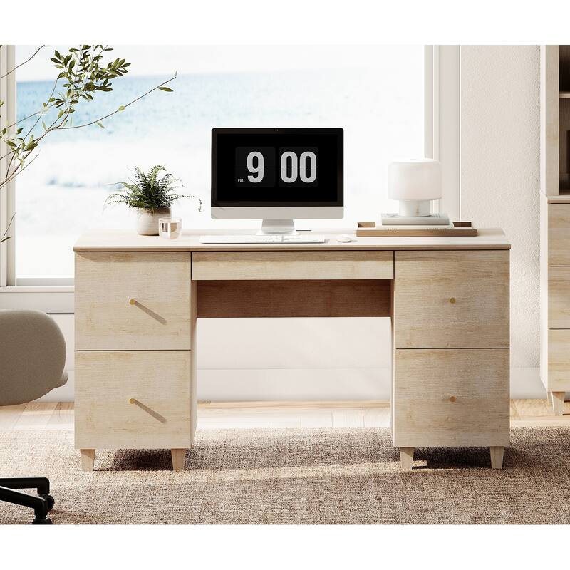 WAMPAT Executive Desk with 5 Drawers, 58 Inch Wide for Home Office