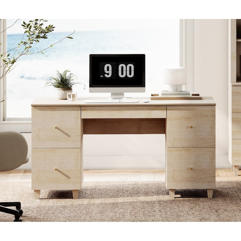 WAMPAT Executive Desk with 5 Drawers, 58 Inch Wide for Home Office