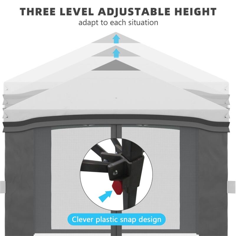 Steel Polyester Pop-Up Outdoor Gazebo Three-level Adjustable Legs - 114.5" L x 114.5" W x 114.25" H