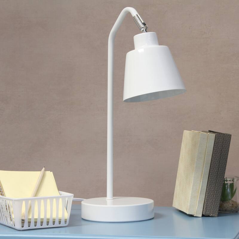 Adjustable Head Desk Lamp with Cone Shade - 16" - White