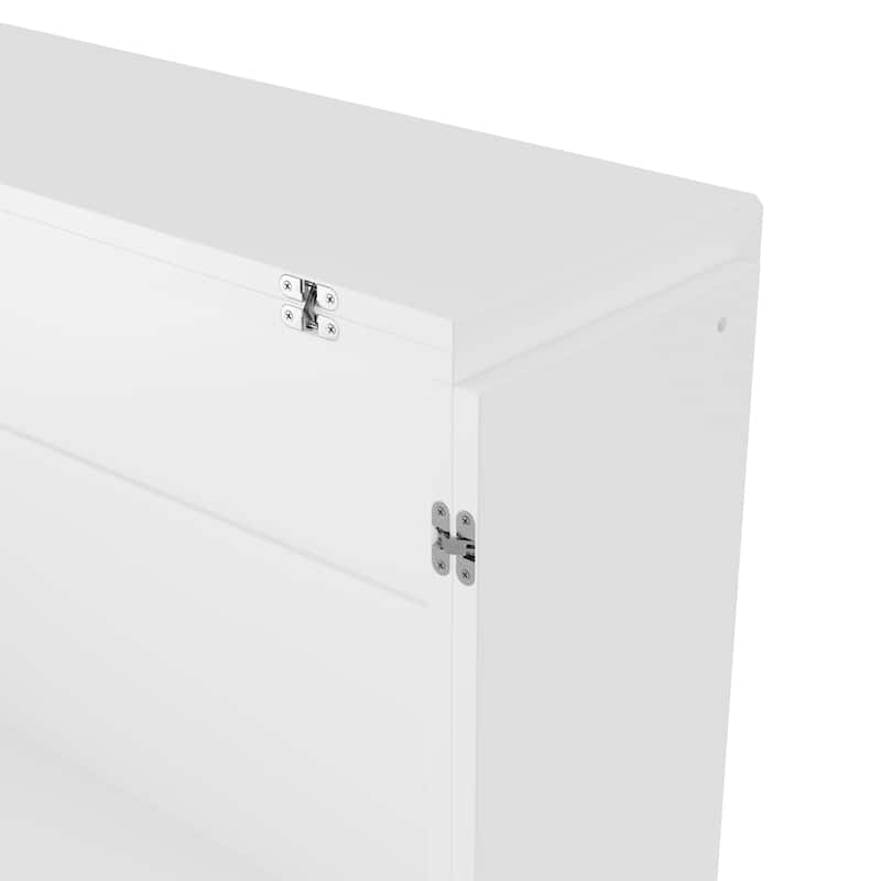 Queen Size White Storage Bed Frame with Headboard Storage, Built-In Cabinets, Drawers & Side Shelf