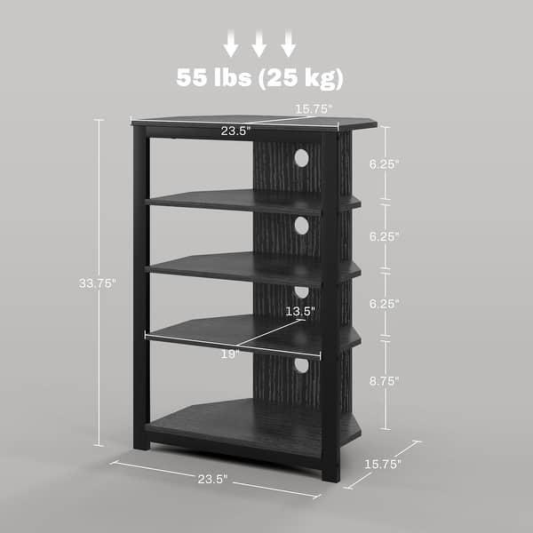 HOMCOM Media Stand with LED 4-Tier Audio Rack AV Media Corner Shelf with Cable Management