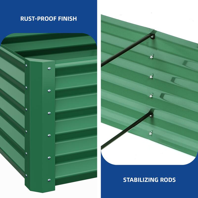 Moasis Outdoor Metal Raised Garden Bed with Gloves