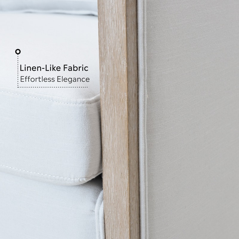 KINWELL 31"W Oak Frame Upholstered Swivel Barrel Armchair