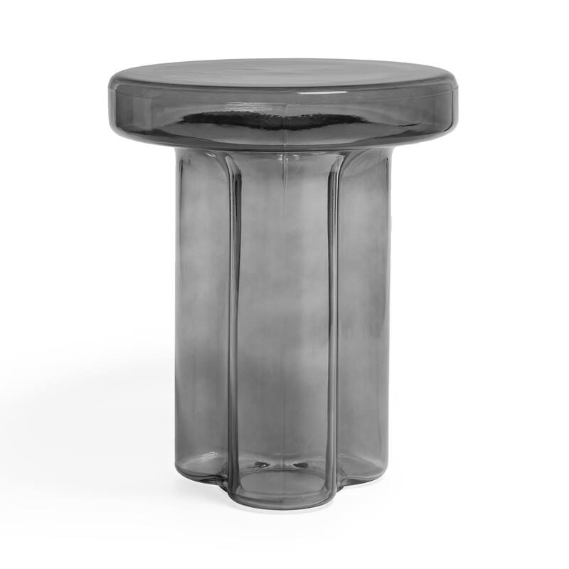 Modern Artistic Flower Glass Round Coffee Table Side Table