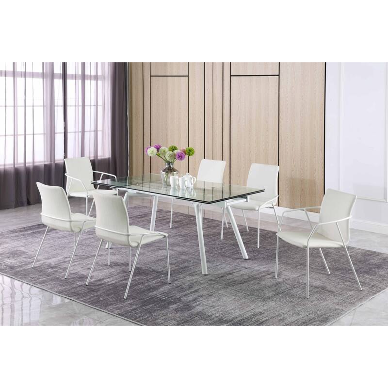 Somette Contemporary White Upholstered Arm Chair, Set of 2