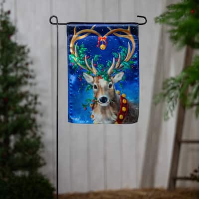 12.5 in. x 18 in. Santa's Reindeer Lustre Garden Flag - Multicolor