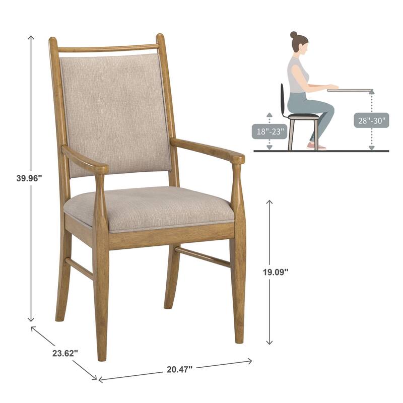 Harstad Wood Finish Beige Fabric Arm Chair (Set of 2) by iNSPIRE Q Modern