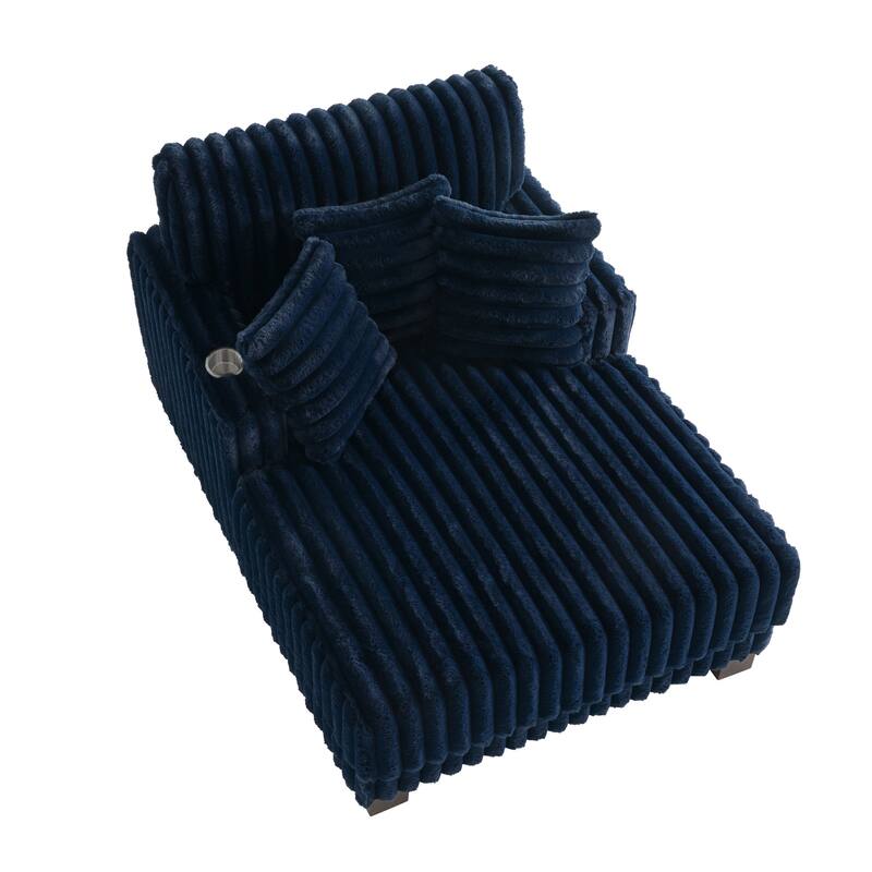 41.7" W Upholstered Plush Corduroy Chaise Lounge with Pillows
