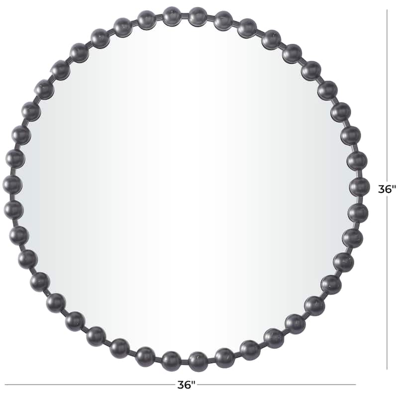 CosmoLiving by Cosmopolitan Metal Wall Mirror with Beaded Detailing - Dark Gray, Gold, Silver