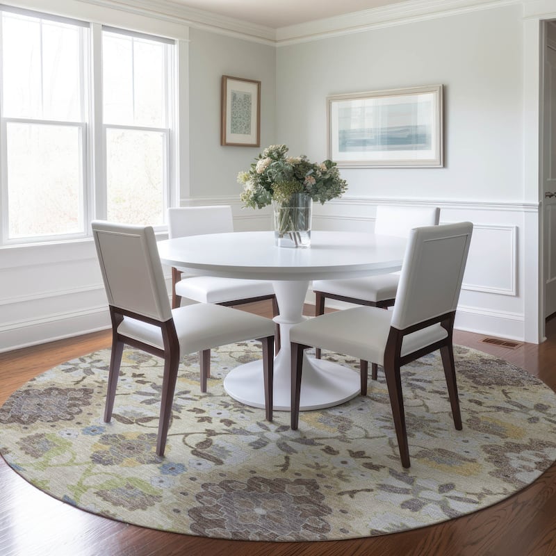 Machine Washable Indoor/ Outdoor Boho Traditional Chantille Rug