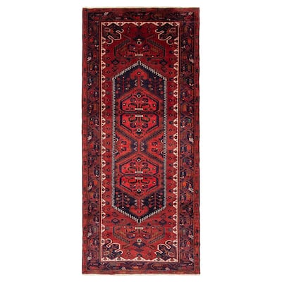 ECARPETGALLERY Hand-knotted Andelz Red Wool Rug - 4' 3" x 9' 10"