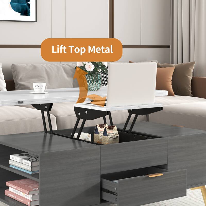 Lift Top Coffee Table with Drawers and Multi Functional Table