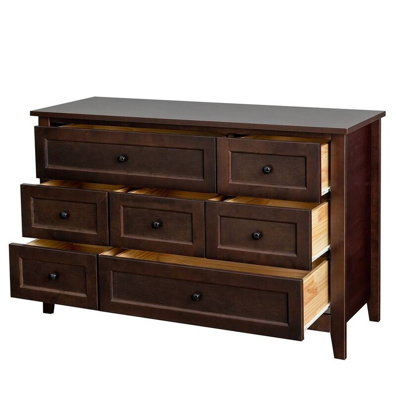 Modern Solid Wood Drawer Dresser with Retro Round Handles