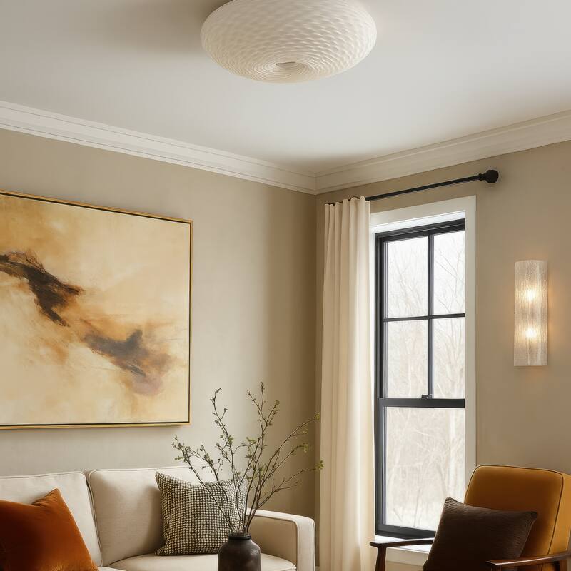 Varaluz Swirled Flush Mount - French Feather - 15.5"W x 4.75"H