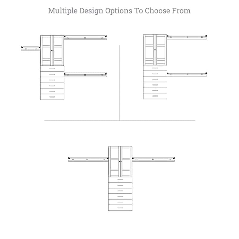 John Louis Home Solid Wood Reach-In Simplicity Closet System with 6-Drawers and Doors Honey Maple