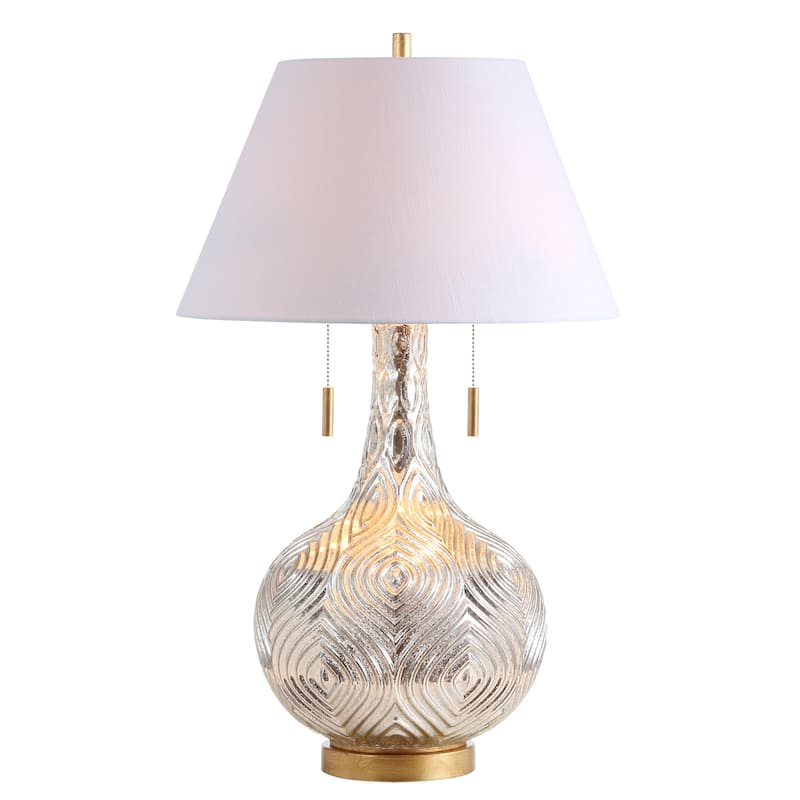 Copenhagen 30.75" Gourd Glass LED Table Lamp, Mercury Silver/Gold by JONATHAN Y - Mercury Silver/Gold