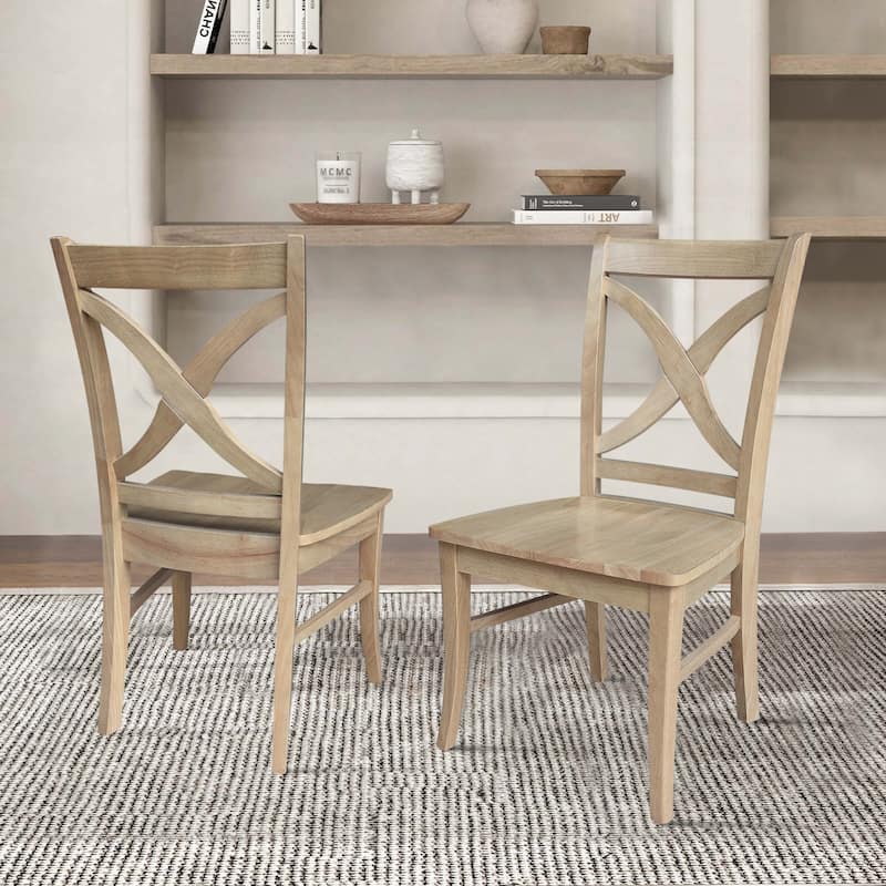 International Concepts Solid Wood Cosmo X-back Dining Chairs, Set of 2