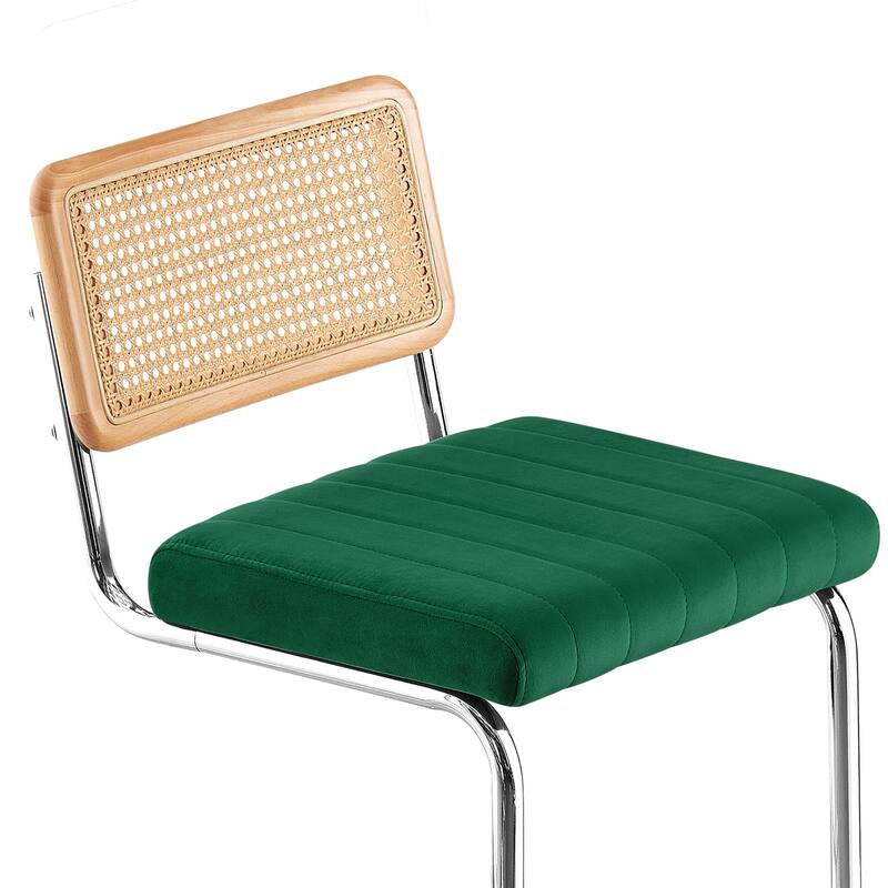 Velvet Upholstered Rattan Counter/Bar Stools, Set of 2/3