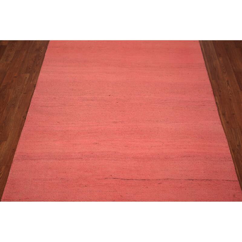 Pink Modern Gabbeh Oriental Area Rug Handmade Solid Wool Carpet - 3'11" x 6'7"
