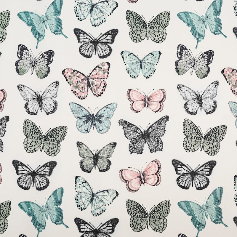 No. 918 Magdalena Butterfly Print Room Darkening Rod Pocket Curtain Panel, Single Panel