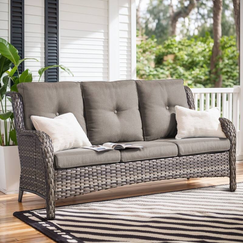 Gymojoy 6-Piece Outdoor Sofa & Chair Set with 4 Swivel Chairs, Fire Pit Table