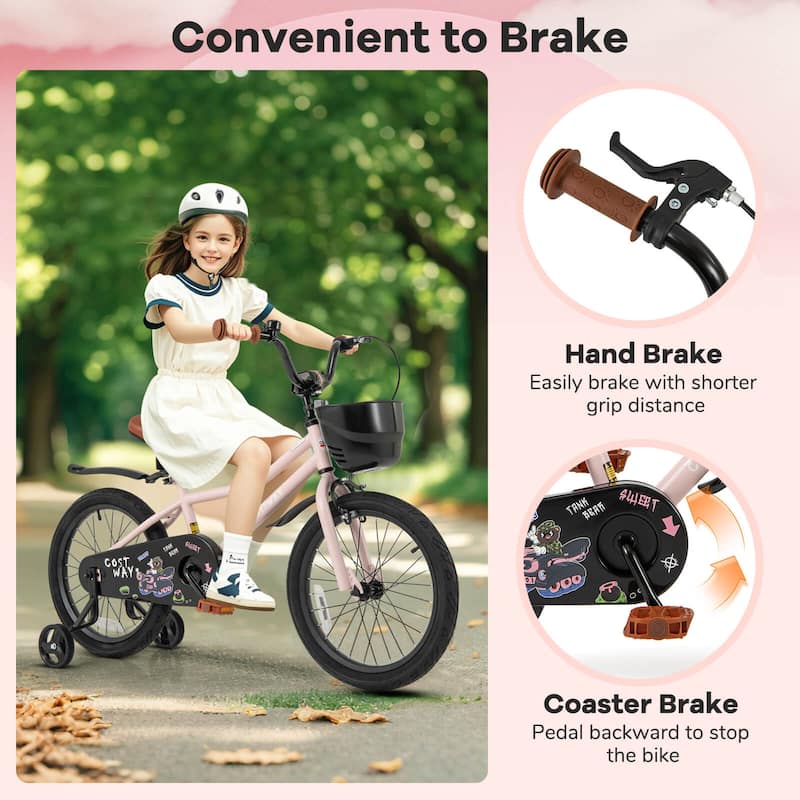 Costway 12"/14"/16"/18" Kid’s Bike with Training Wheels Adjustable