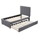 preview thumbnail 5 of 7, Twin Linen Upholstered Platform Bed with Headboard and Trundle