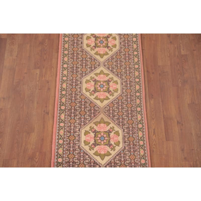 Geometric Bidjar Persian Vintage Runner Rug Handmade Wool Carpet - 2'0"x 9'9"