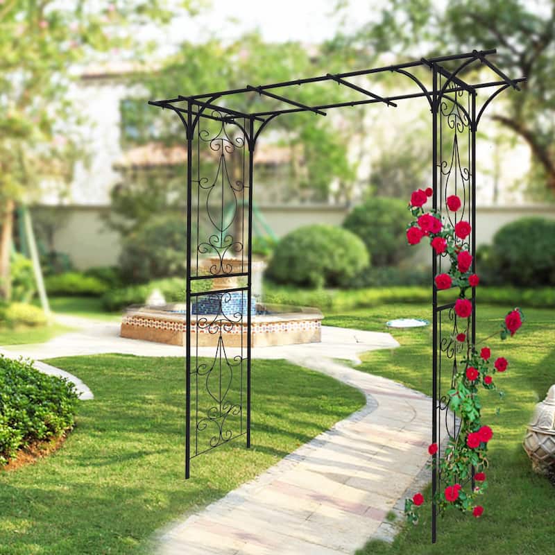 Metal Garden Arch for Climbing Plants, Outdoor Rose Arch, 80" x 20" x 81"