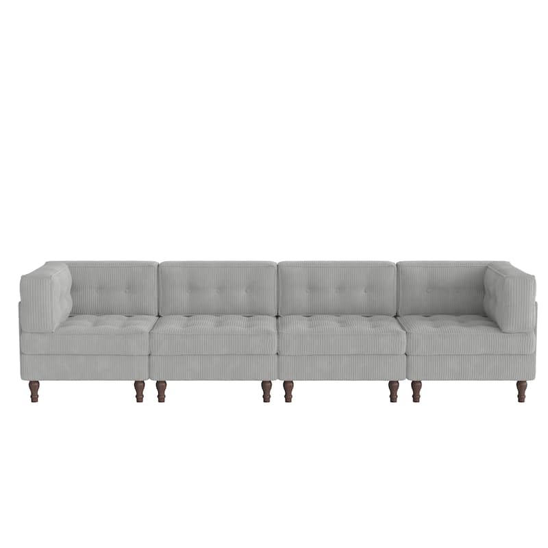Oversized Modular Sectional Corduroy Fabric Tufted Sofa