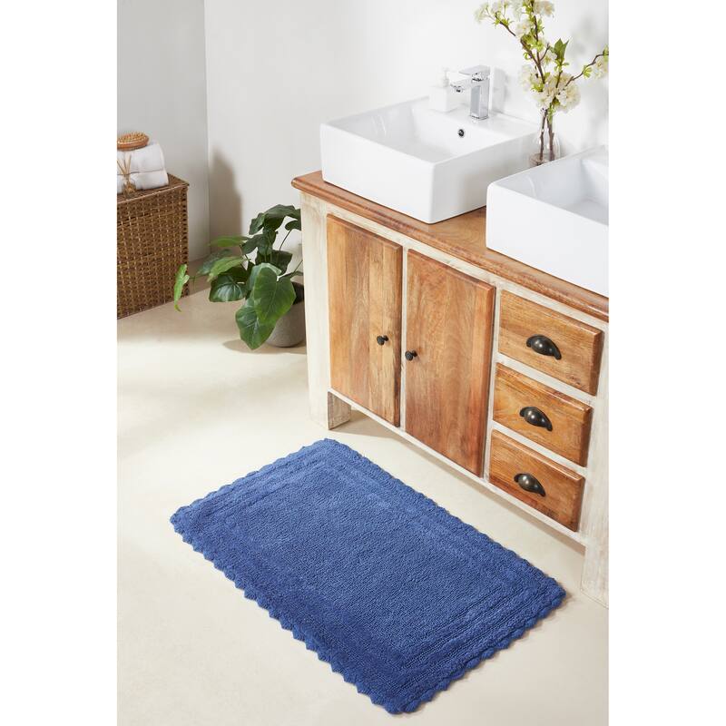 Better Trends Bath Rugs Set 100% Cotton Soft & Water Absorbent Tufted Bathroom Rug for Shower, Sink Bath Mats Lilly Crochet