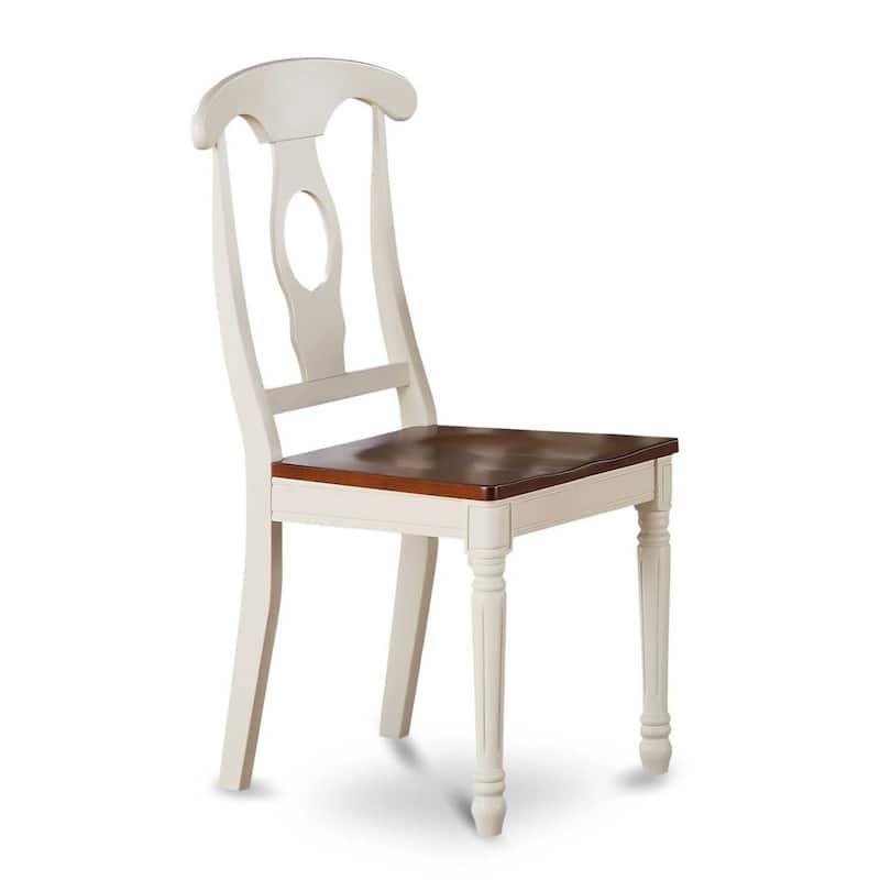 Antique Style Dining Chair - Buttermilk & Cherry Finish, Wooden Seat