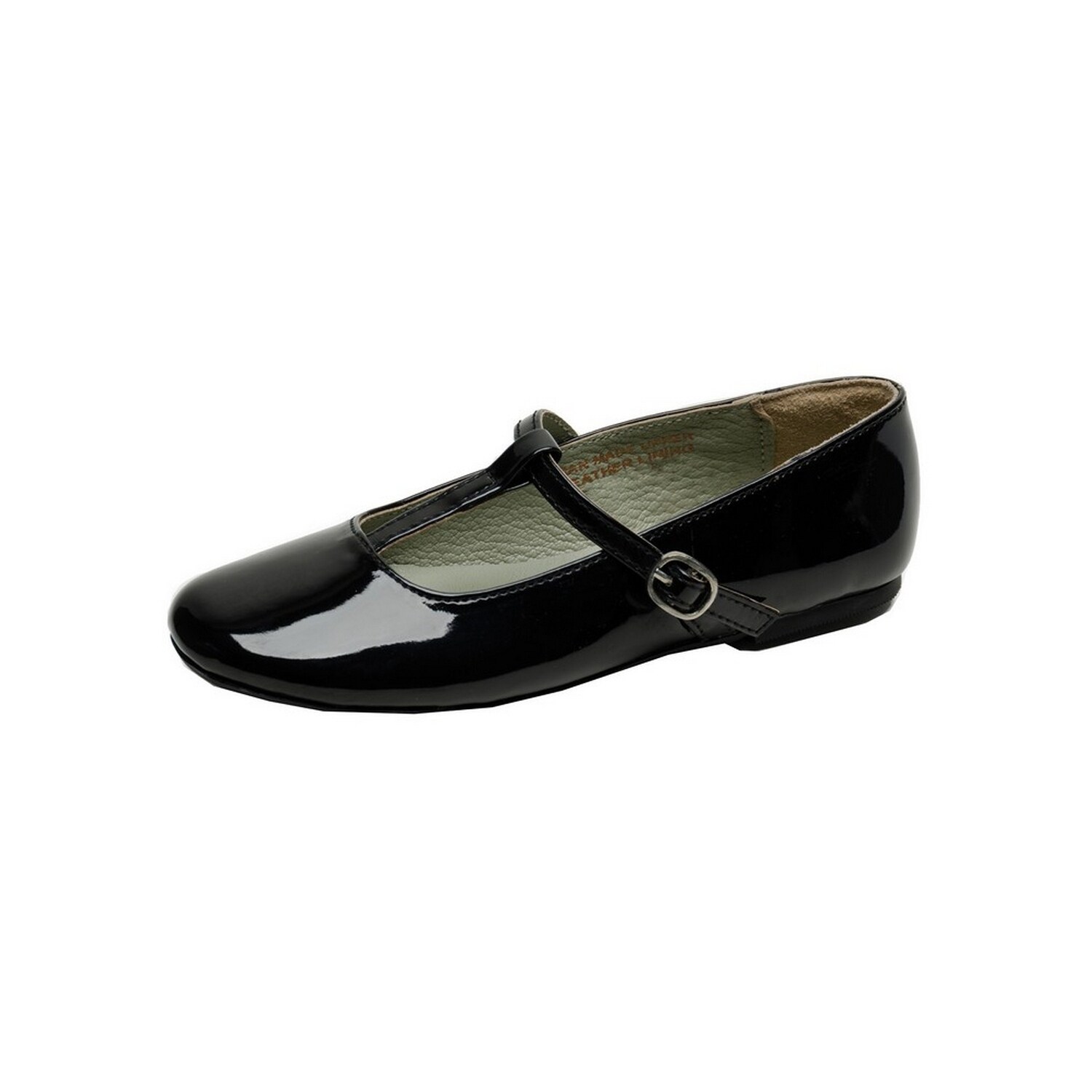 black patent t bar flat shoes