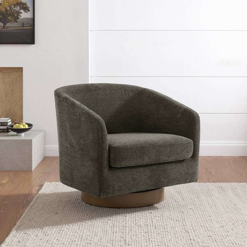Modern 360°Swivel Barrel Chair - Tan/Chenille