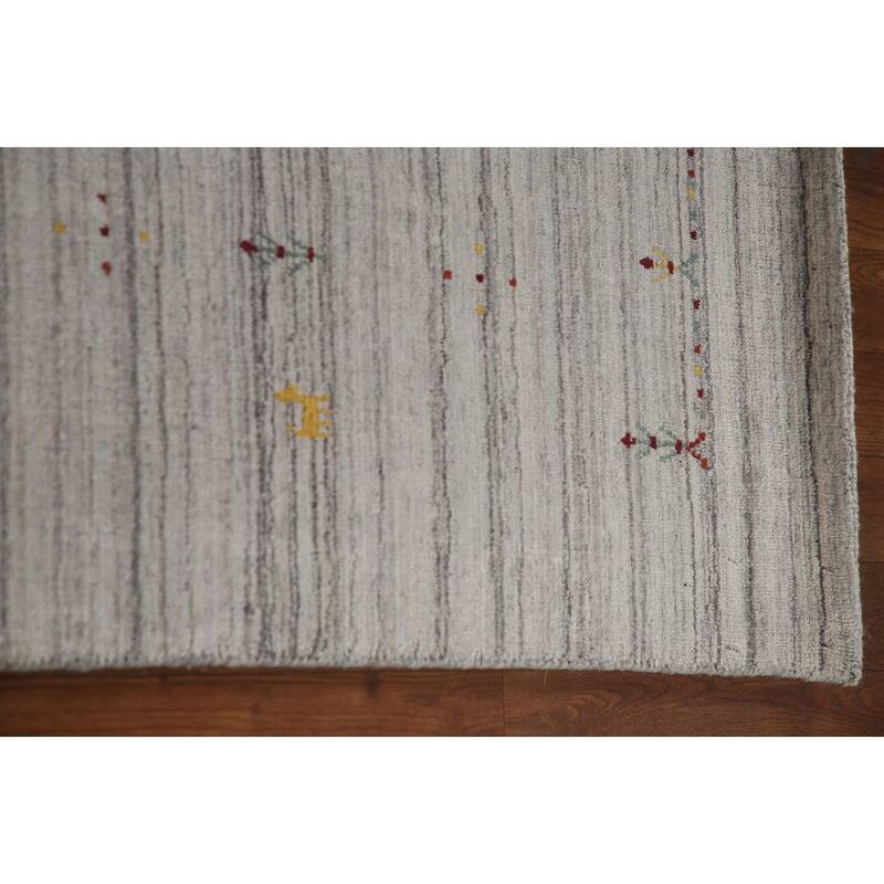 Handmade Gabbeh Indian Area Rug Hand-Knotted Wool Carpet - 8'0"x 9'11"