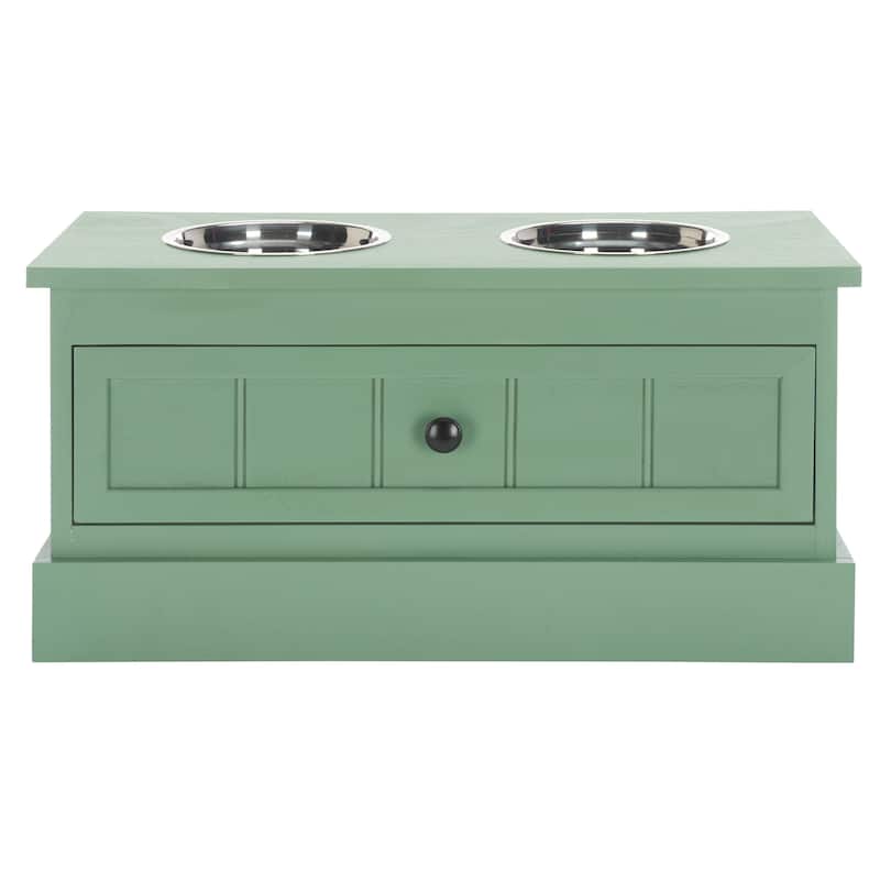 SAFAVIEH Boomer Pet Feeder with Drawer - 24"W x 11"D x 12"H - Sage Green