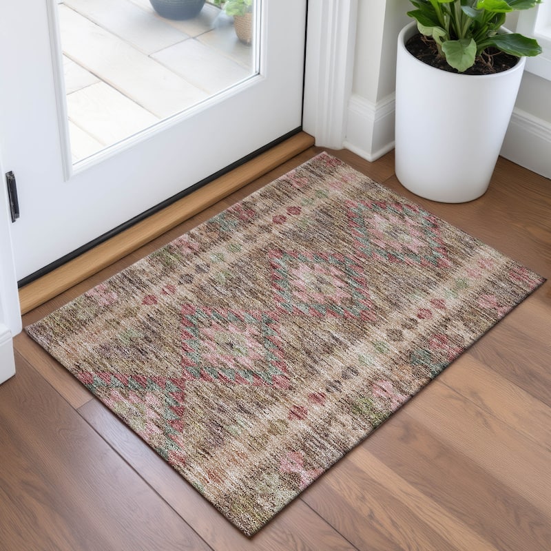 Premium Washable Super Soft Global Boho Mayfield Rug - Brown - 1'8" x 2'6"