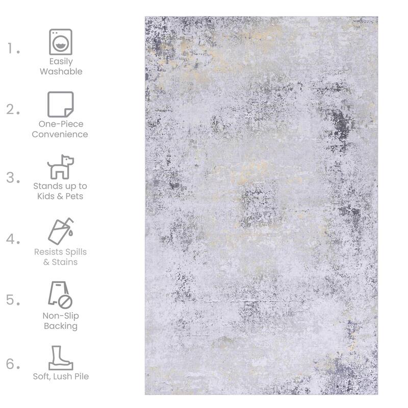 Area Rugs 2'6"x10"' Living Room,Washable Rug,Low-Pile,Non-Slip,Non-Shedding,Foldable,Kid & Pet Friendly for living room