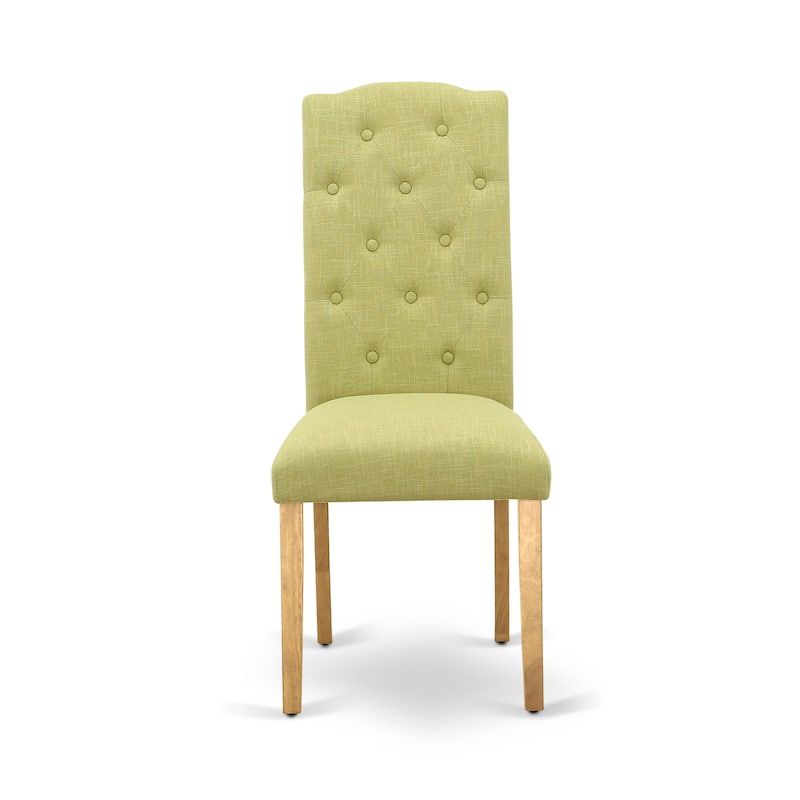 East West Furniture Dining Set- A Round Kitchen Table and Linen Fabric Parson Chairs,(Finish & Pieces Options)