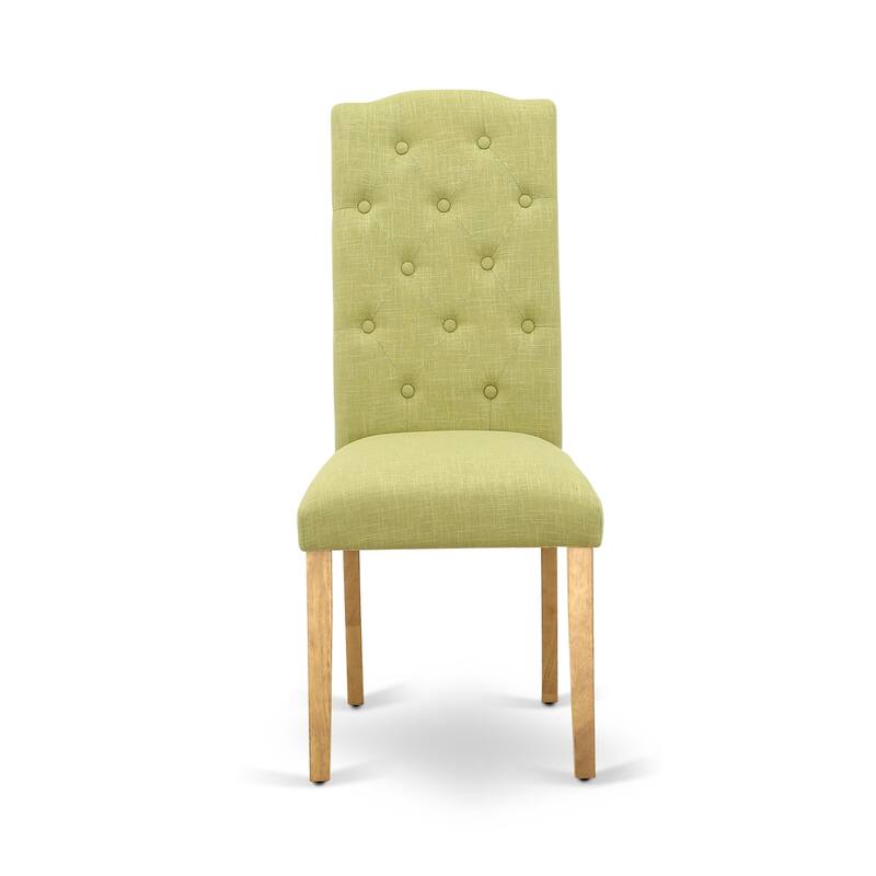 East West Furniture Modern Dining Table Set Contains a Wooden Table and Linen Fabric Dining Chairs (Finish & Pieces Options)