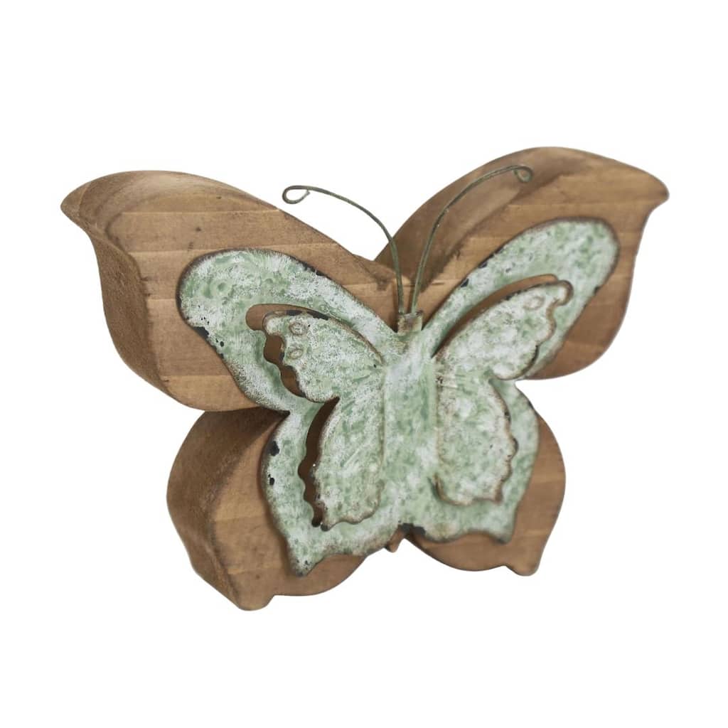 Transpac Wood/Metal Butterfly Sitter Home Decorations Spring