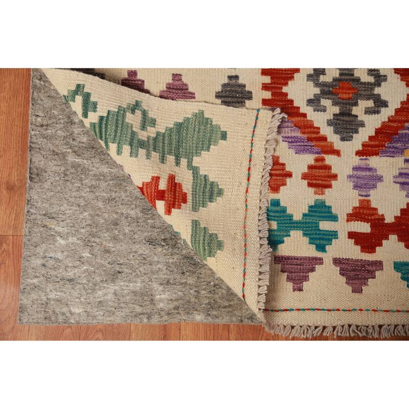 Trellis Kilim Oriental Large Rug Hand-Woven Wool Carpet - 10'3"x 16'2"