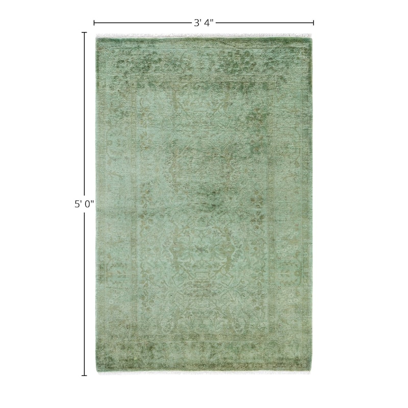 Overdyed One-of-a-Kind Hand-Knotted Area Rug - Green - 3' 4" x 5' 0"