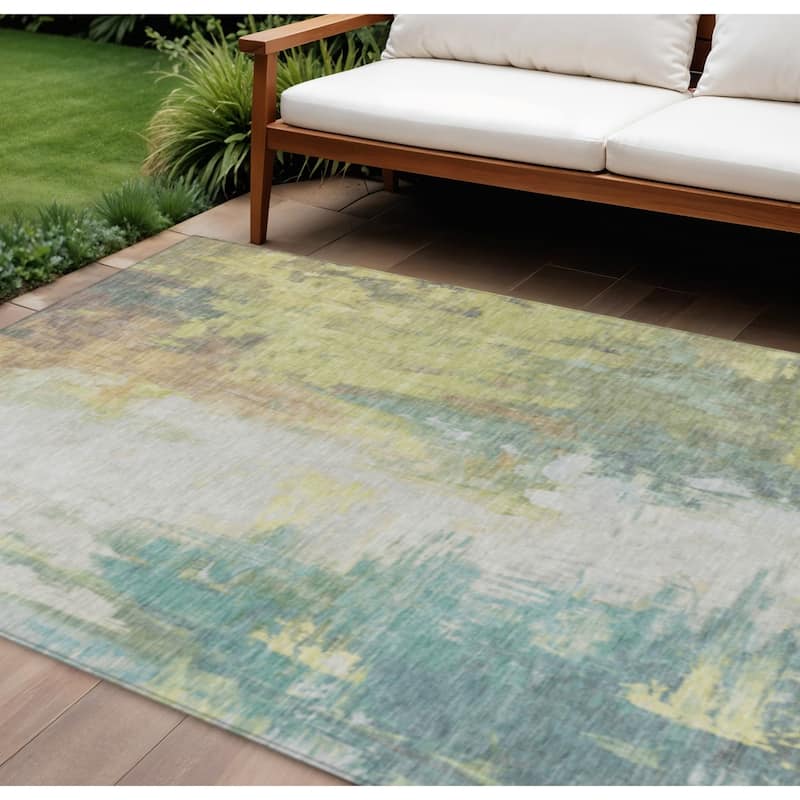 HomeRoots Abstract Transitional Rectangle Outdoor Rug - 9' X 12'