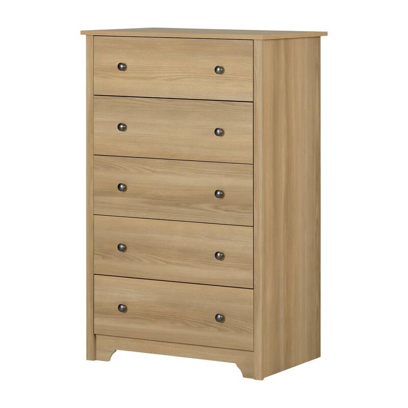 5 Drawer Dresser Chest - Modern Storage Organizer for Bedroom, Living Room, Natural Ash Finish