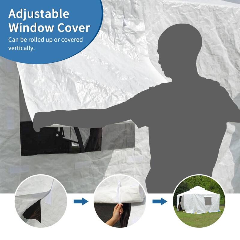 Domi 8' x 8' Universal Winter Gazebo Cover, All Season Waterproof Enclosed Cover with Sidewalls & Ventilated Mesh Windows, White