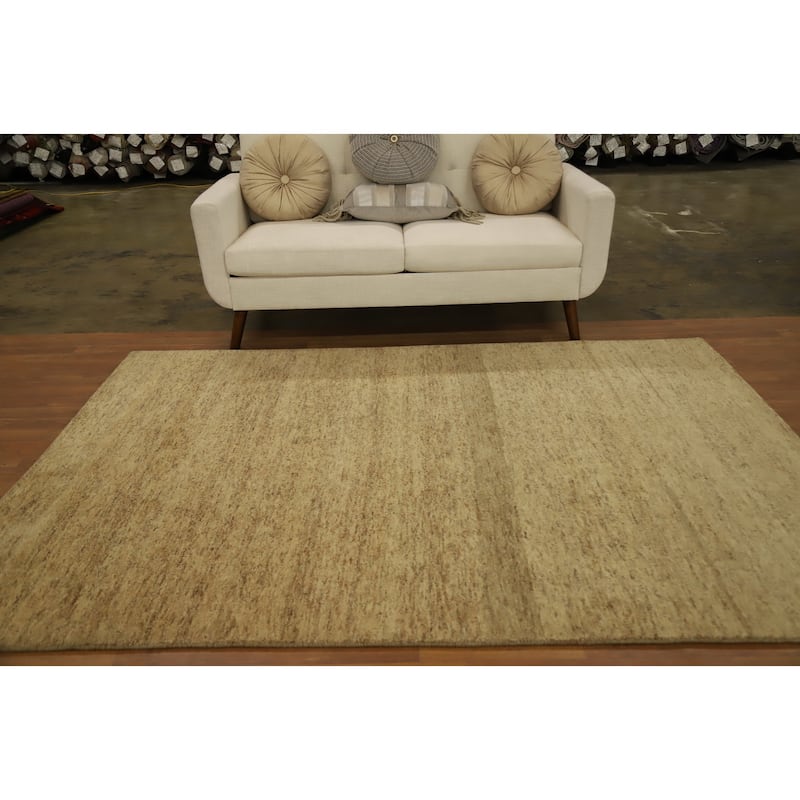 Hand Knotted Oriental 100% Wool Carpet Modern Modern Beige & Ivories Gabbeh Area Rug - 7' 10'' X 5' 6''